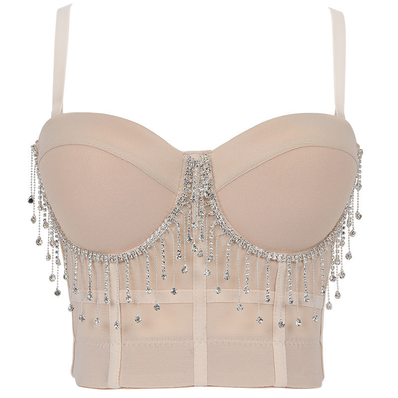 Tassel Chain Solid Color - With Steel Ring Body-Shaping Slim-Fit Tube Top (7517937238104)