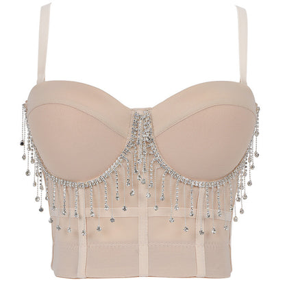 Tassel Chain Solid Color - With Steel Ring Body-Shaping Slim-Fit Tube Top (7517937238104)