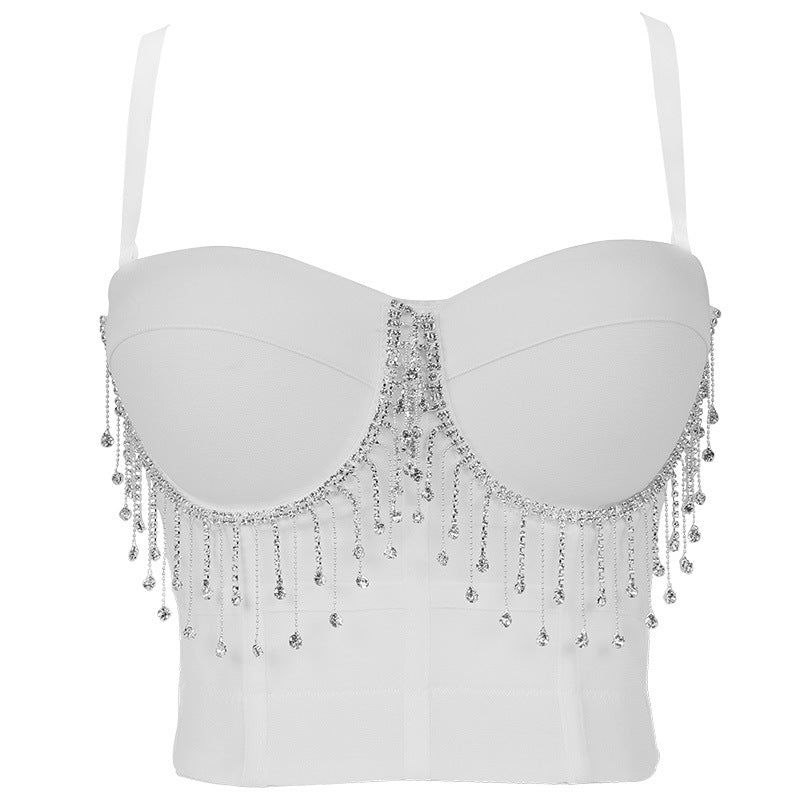 Tassel Chain Solid Color - With Steel Ring Body-Shaping Slim-Fit Tube Top (7517937238104)