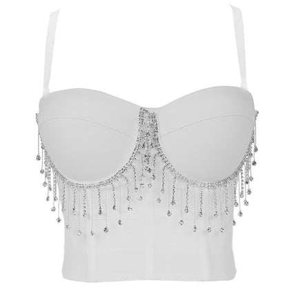 Tassel Chain Solid Color - With Steel Ring Body-Shaping Slim-Fit Tube Top (7517937238104)
