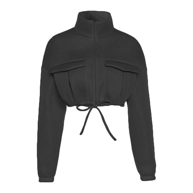 Zesty - Cropped Stand Collar Loose Short Jacket (7516640936024)