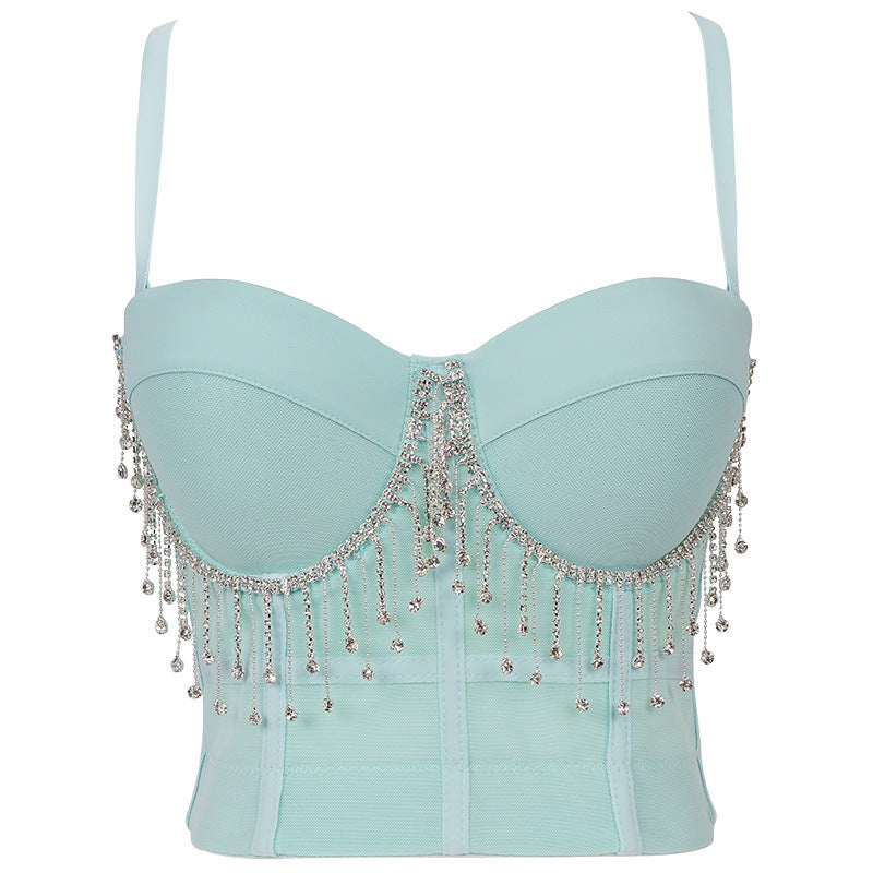 Tassel Chain Solid Color - With Steel Ring Body-Shaping Slim-Fit Tube Top (7517937238104)