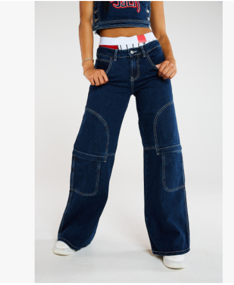 Cargo Wide Leg Big Pockets Jeans (7524740464728)