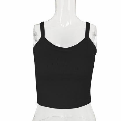 Knitted Camisole Cropped Slim-Fit U-Collar Vest Crop-Top