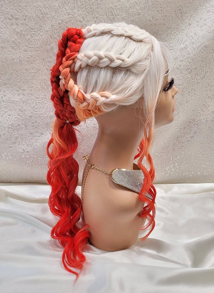 Dragon Queen Orange/White Wig