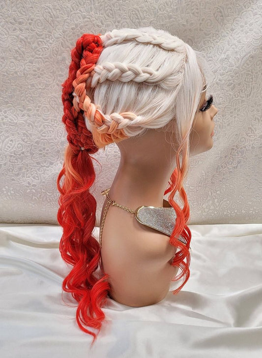Dragon Queen Orange/White Wig