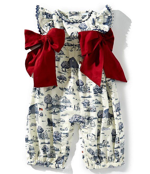 Baby Girl Toile Flags Romper