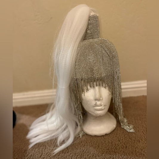 Rhinestones Head Dress Wig