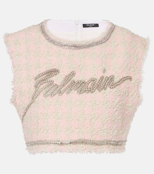 Balmain Tweed Crop Top