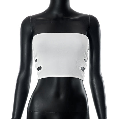 Cropz - Hollow-Out Cut-Out Crop-Top (7517929177176)