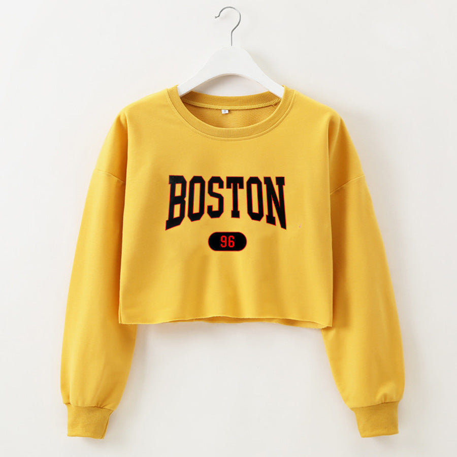 BOSTON Graphic Printing Cropped Long Sleeves Sweater (7517821632600)