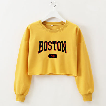 BOSTON Graphic Printing Cropped Long Sleeves Sweater (7517821632600)