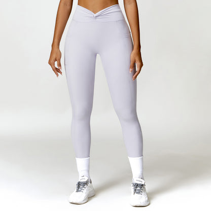Cross-Ruffles - Cross-Ruffles High-Waist Yoga Pants (7520615170136)
