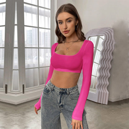 Cropped Knitted Long Sleeves Crop-Top
