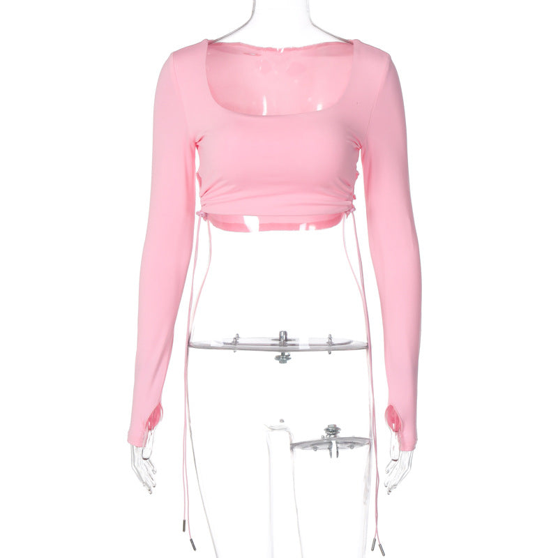 U-Collar - Crop Top Pink (7516557344856)