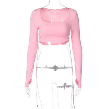 U-Collar - Crop Top Pink (7516557344856)