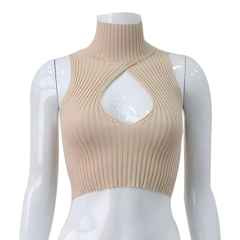 Hollow-Out Cut-Out Knitted Vest Crop-Top
