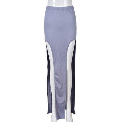 Hollow-Out Cut-Out Elastic Waist Skirt