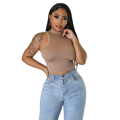 Solid Color Vest Crop-Top