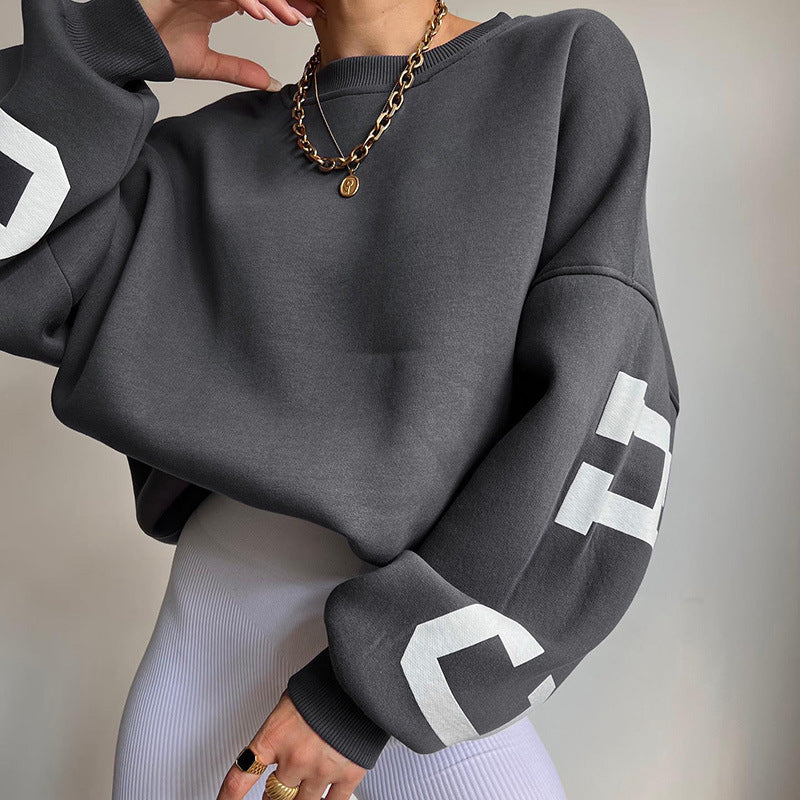 CHICAGO - Graphic Printed Loose-Fitting Sweater (7517823041624)