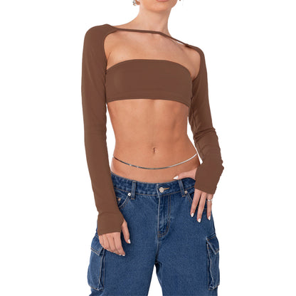 Backless Lace-Up Tube Top Finger Fit Design - Two-Piece Set Top (7518483972184)