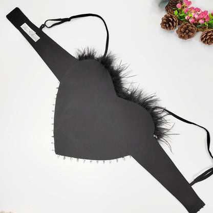 Heart-Shaped Feather-Wrapped Tube-Top