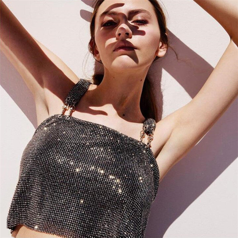 Chains Camisole Spaghetti Straps Baring Tube-Top