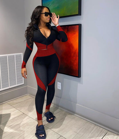 Plus-Size Positioning-Printing Casual Slim-Fit Sportswear Set (7516854747224)