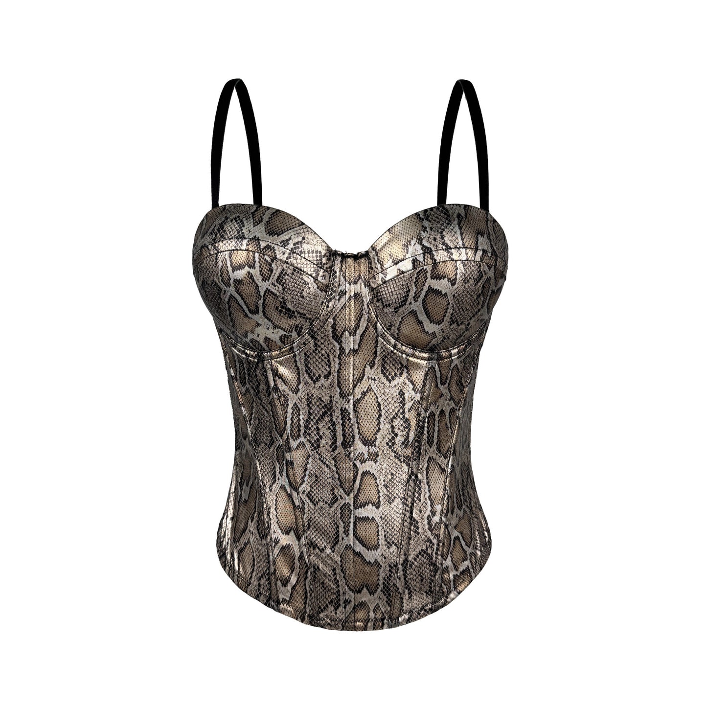 Gold Silver Snakeprint Corset