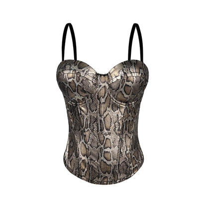 Gold Silver Snakeprint Corset