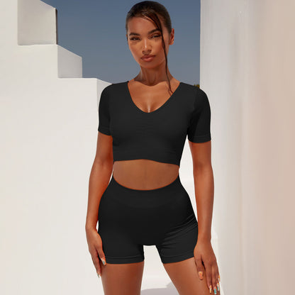 Short Sleeves Top & Shorts - Yoga Set (7516860416088)
