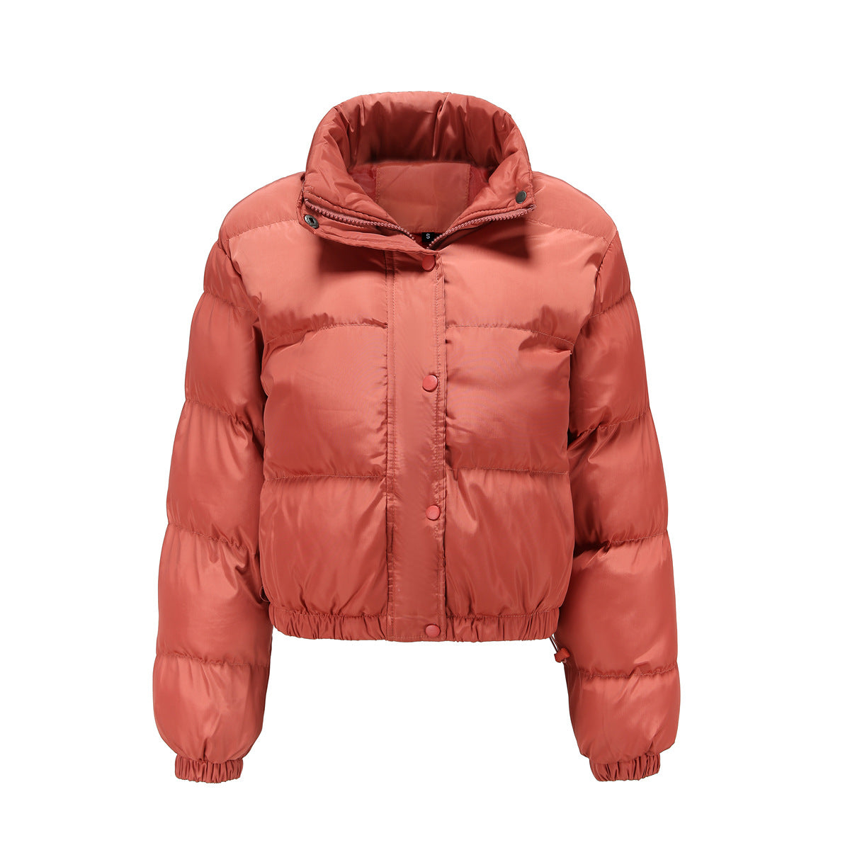 Short Cotton Jacket Long Sleeves High Collar Cotton-Padded Coat (7516616294488)