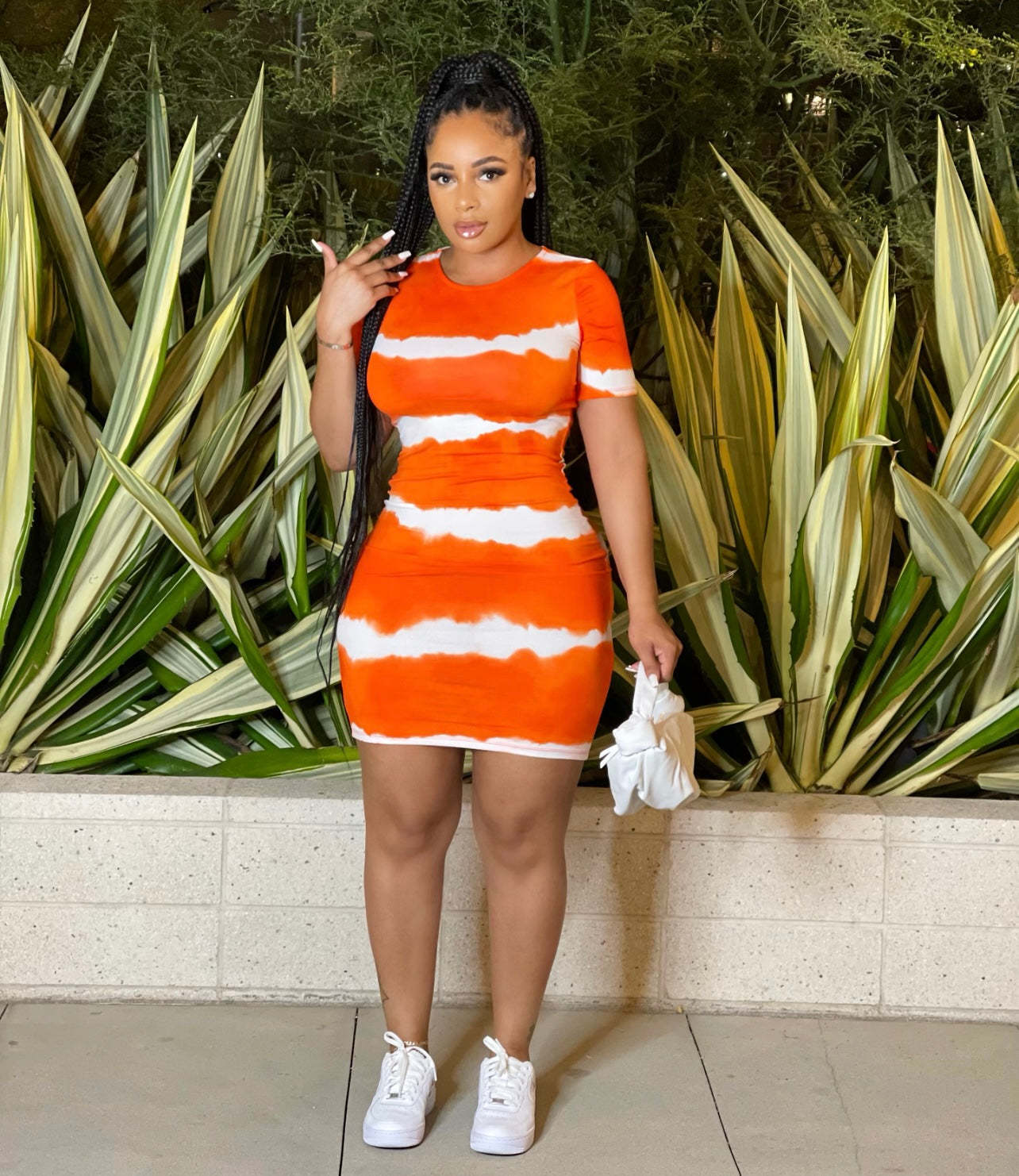 Plus-Size Printed Tie-Dyed Sheath Dress