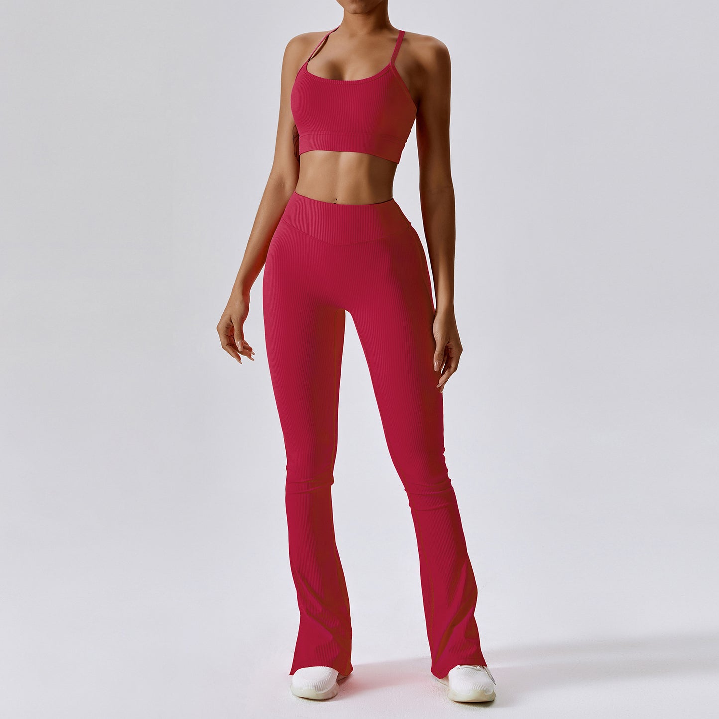 One-Shoulder Slightly-Flared Wide-Leg Pilates Set (7520614711384)