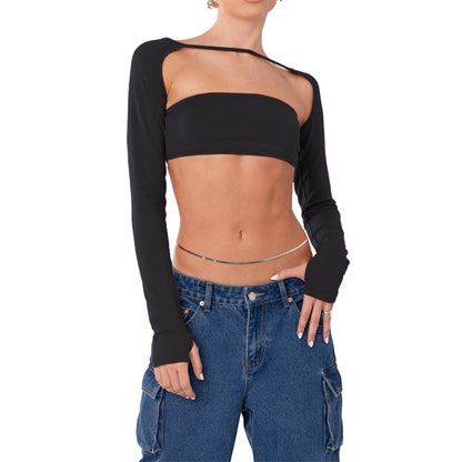 Backless Lace-Up Tube Top Finger Fit Design - Two-Piece Set Top (7518483972184)