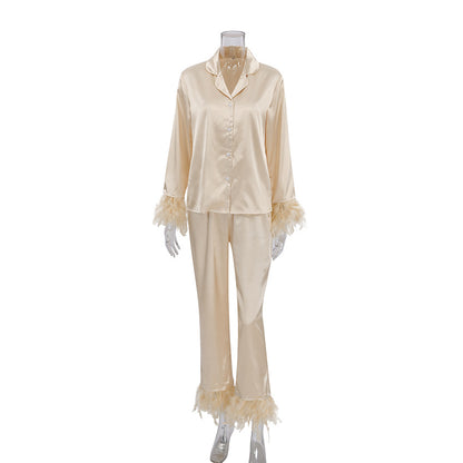 Solid Color Feathers Pajamas Set