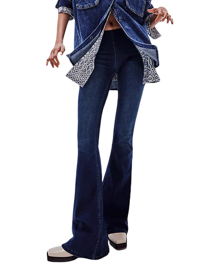 Flared Mid-Waist Denim Jeans