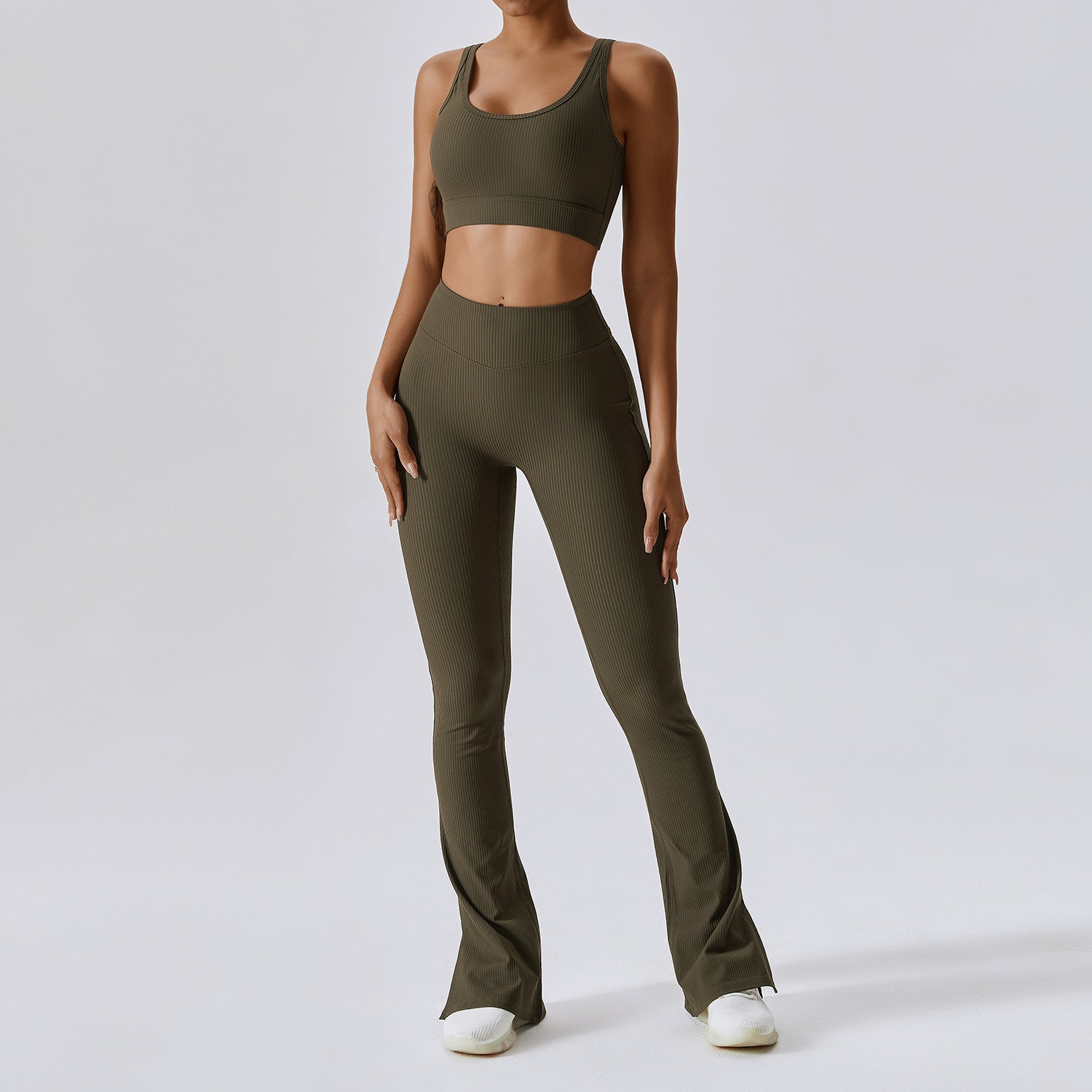 One-Shoulder Slightly-Flared Wide-Leg Pilates Set (7520614711384)