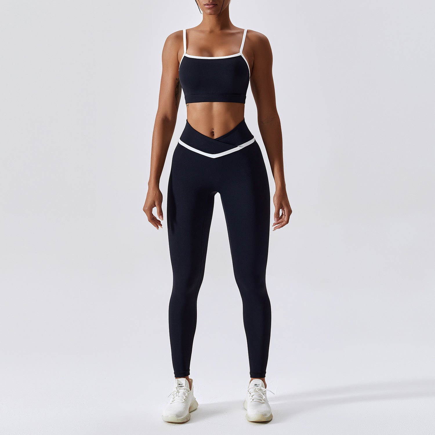 Patchwork High-Low Contrast Color - Yoga Two-Piece Set (7516856942680)