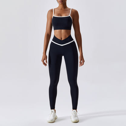 Patchwork High-Low Contrast Color - Yoga Two-Piece Set (7516856942680)