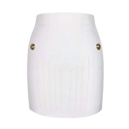 Woolen Gold-Details Stretchy Skirt (7524749672536)
