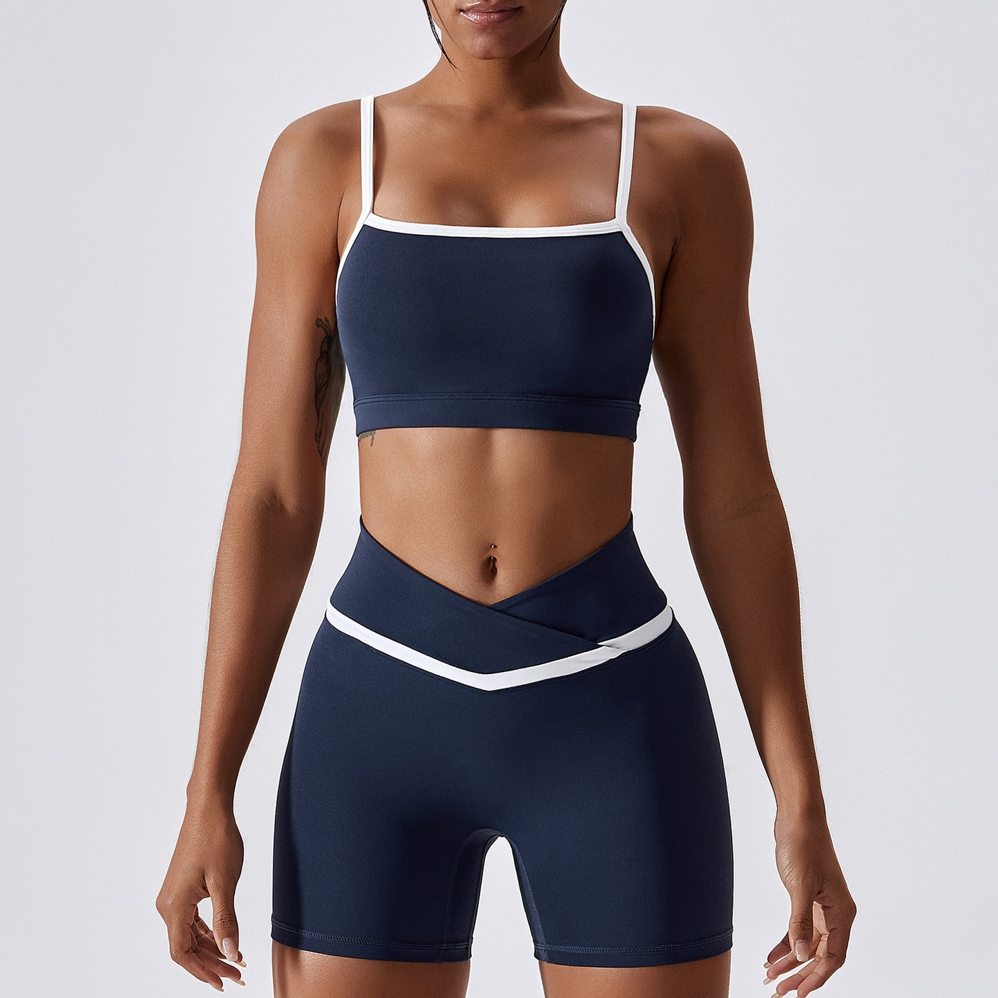 Patchwork High-Low Contrast Color - Yoga Two-Piece Set (7516856942680)