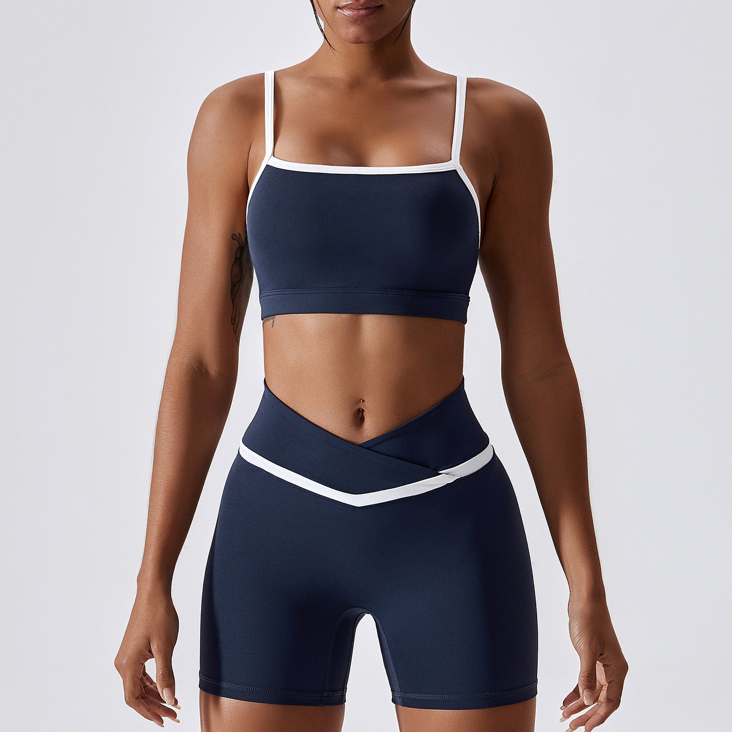Patchwork High-Low Contrast Color - Yoga Two-Piece Set (7516856942680)