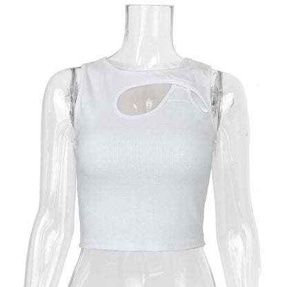 Hollow-Out Cut-Out Slim-Fit Top