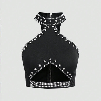Beaded Handmade Halter Top Crop-Top
