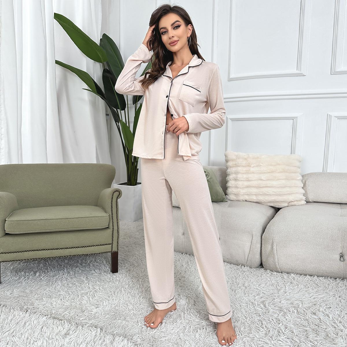 Solid Color Cardigan Long Sleeves Set