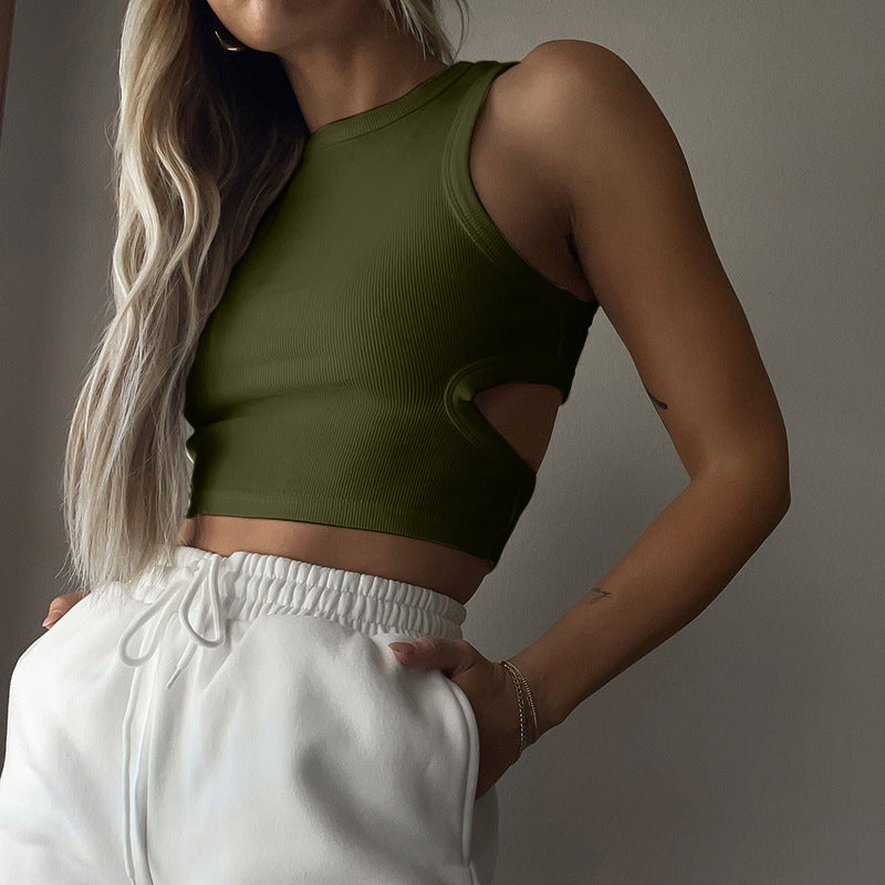 Hollow-Out Cut-Out Tank Top Crop-Top