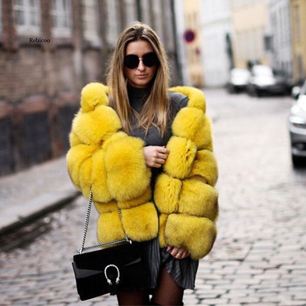 Faux Fox Fur Mid-Length Slim-Fit Coat