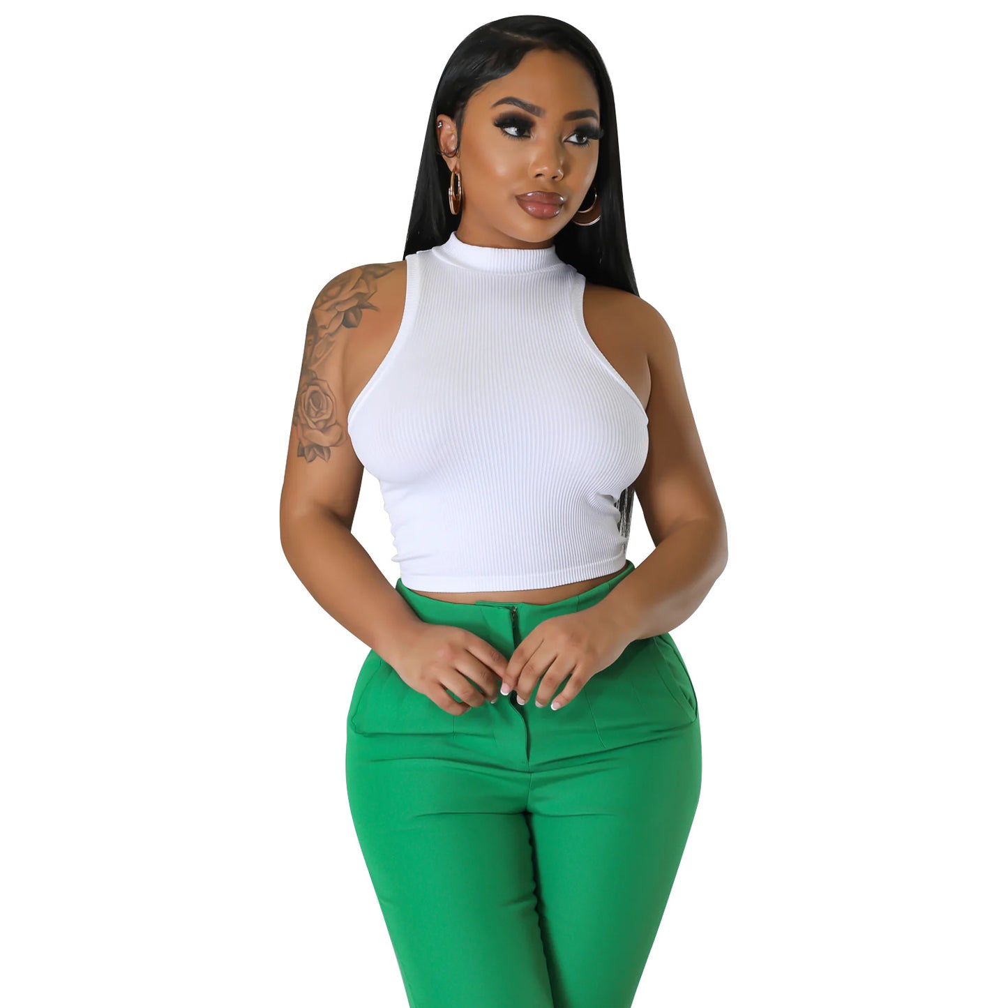 Solid Color Vest Crop-Top