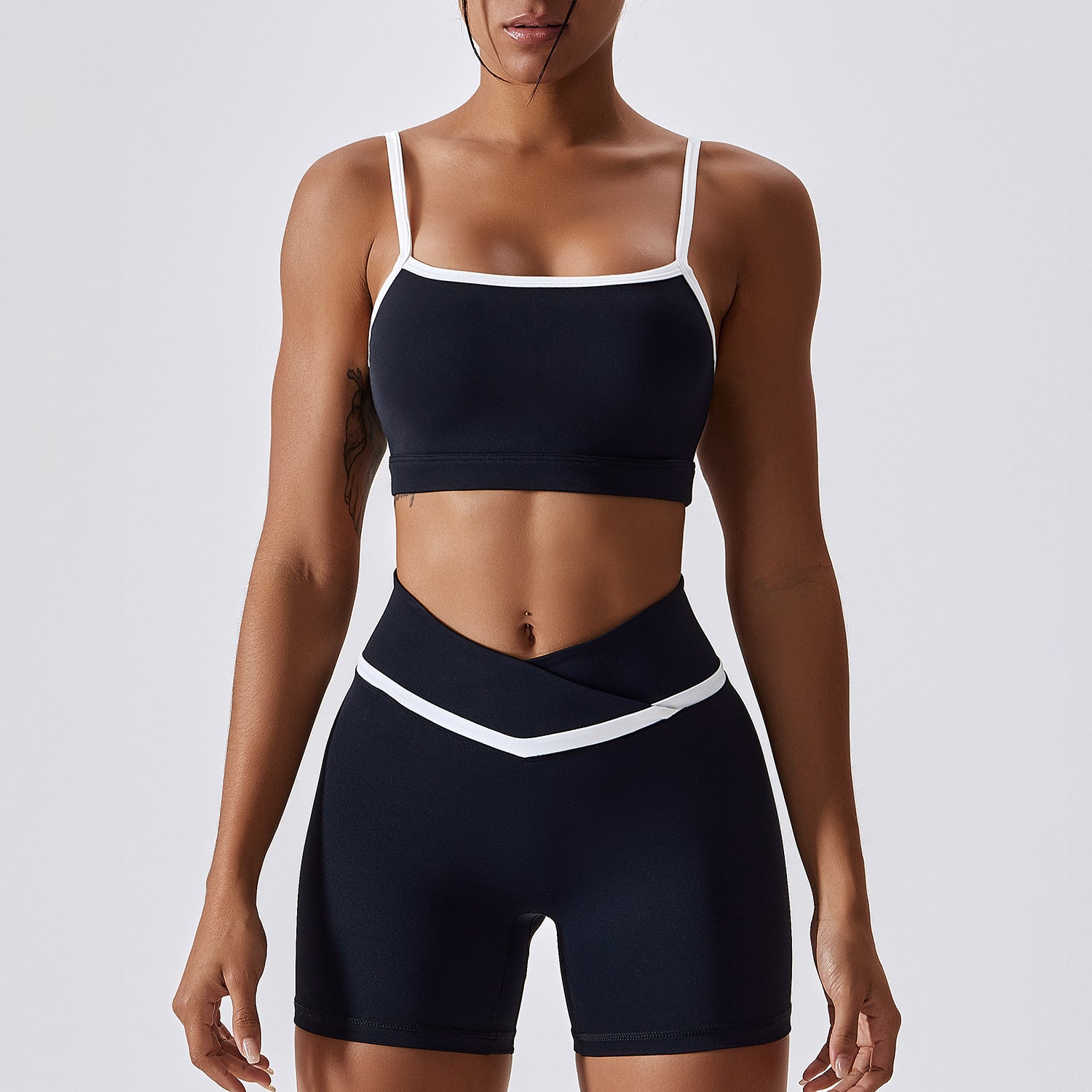 Patchwork High-Low Contrast Color - Yoga Two-Piece Set (7516856942680)